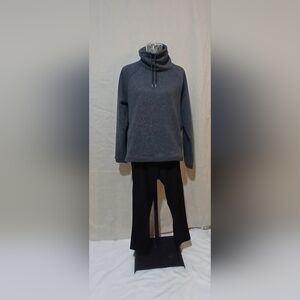 Cozy Charcoal Turtleneck Sweater With Black Leggins
